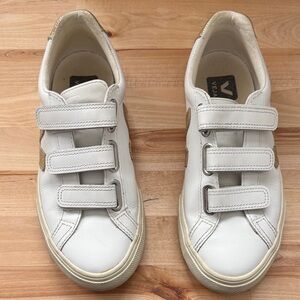 Veja Women / Kids White and Gold Sneakers